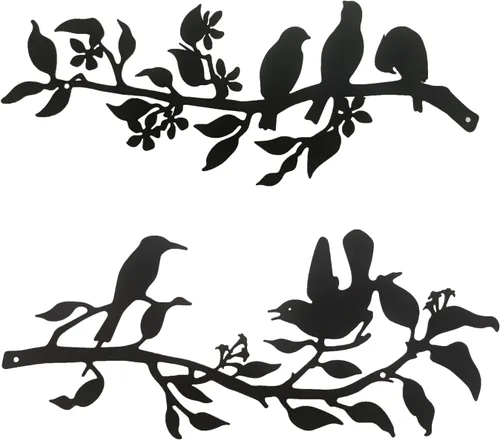 Vista 3 de Arte de pared de árbol de la vida de metal, arte de pared de pájaro y rama de metal, decoración de pared de metal, escultura de silueta artística