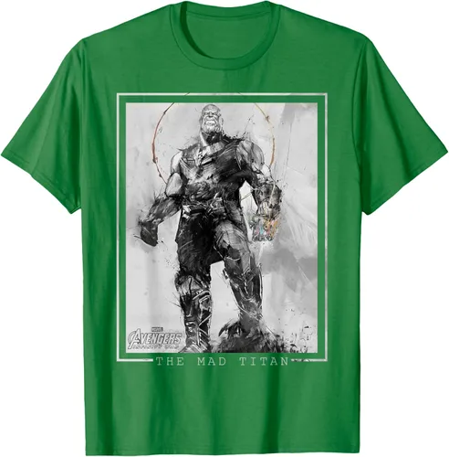 Vista 4 de Marvel Avengers Infinity War Thanos Sketch Graphic Camiseta Negro