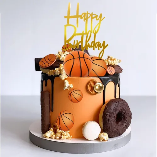 Vista 5 de 20 decoraciones para pasteles de baloncesto, decoraciones de pastel con temática de estrellas de baloncesto para decoración de pastel de cumpleaños