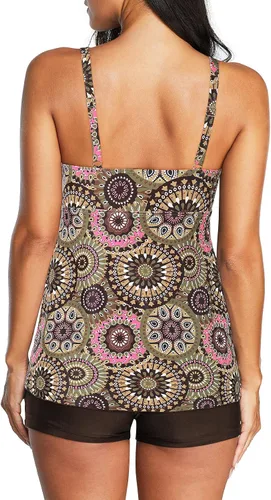 Vista 5 de American Trends Trajes de baño de dos piezas para mujer, tankini de talla grande, con control de abdomen