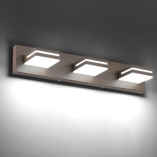 Vista 54 de SineRise - Moderna lámpara LED para tocador de baño (2 luces, 39.4 cm, regulable), iluminación de pared de baño moderna de acrílico cepillado sobre