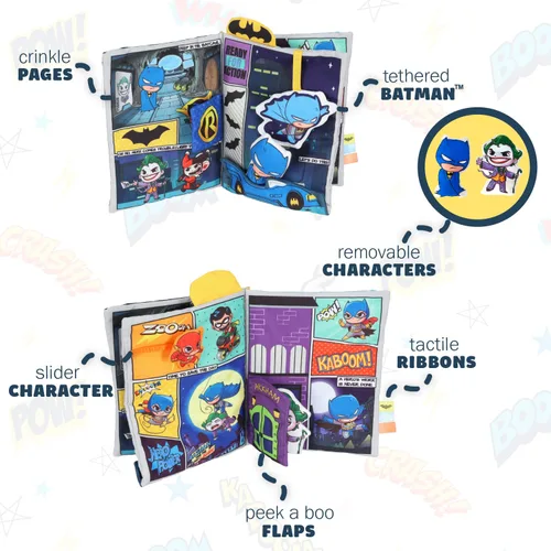 Vista 4 de Mi primer libro de cómics suave - Kids Preferred DC Comics El Batman Bravos Pequeños Héroes Libro sensorial suave para bebés con textura crujiente