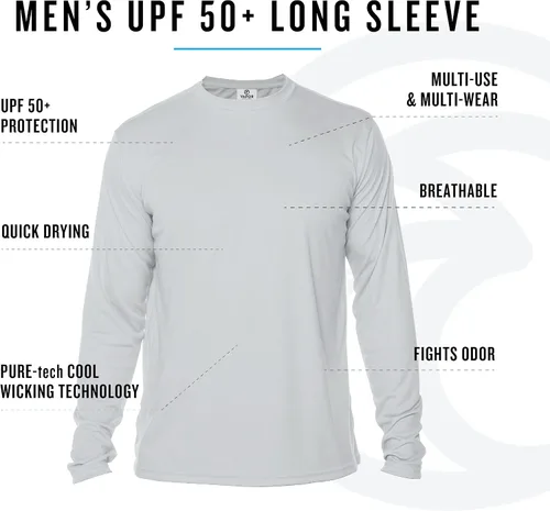 Vista 3 de Vapor Apparel - Camiseta de manga larga para hombre con protección solar UPF 50+ UV