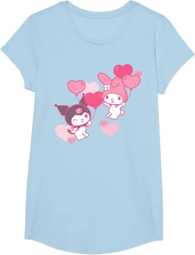 Vista 20 de Camiseta de My Melody y Kuromi con corazones del Día de San Valentín Negro
