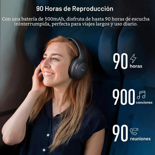 Vista 5 de TOZO Auriculares inalámbricos con cancelación de ruido híbridos HT3, 90H Negro