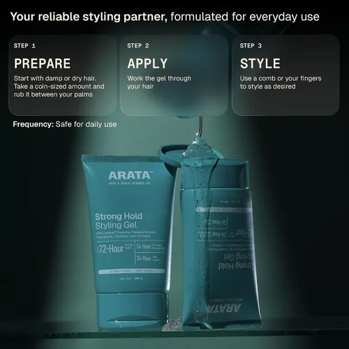 Vista 6 de Arata Gel para el cabello totalmente natural para peinar, dar forma y nutrición de estudio, aspecto húmedo de fijación fuerte para hombres