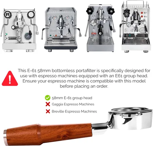 Vista 7 de 58mm Portafiltro sin fondo para cabeza de grupo E61 Portafiltro desnudo de grado profesional de barista Compatible con Rocket, Lelit, Ascaso