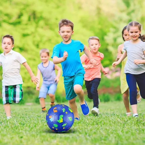 Vista 6 de HyDren Balón de fútbol para niños, tamaño 3 con inflador, diseño oficial de dibujos animados, duradero, para deportes al aire libre, interior, juego