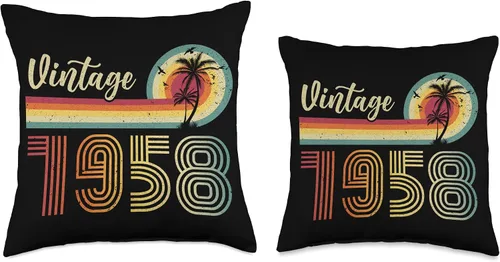 Vista 3 de Retro Vintage 1958 Limited Edition Birthday 1958 Men Woman Throw Pillow