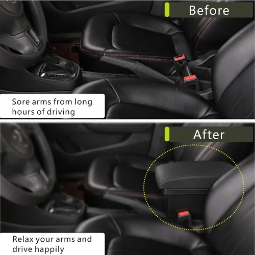Vista 5 de Ajuste personalizado para caja de reposabrazos de automóvil Honda Fit Jazz 2009-2013, consola central de almacenamiento de accesorios de doble capa