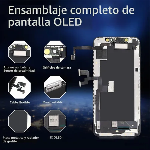 Vista 2 de [OLED] para iPhone Xs Reemplazo de pantalla de 5.8 pulgadas con altavoz de oído Sensor de proximidad OLED 3D Pantalla táctil digitalizador Montaje