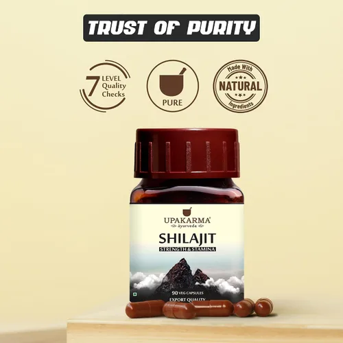 Vista 7 de Upakarma Ayurveda Shilajit 100% puro 90 cápsulas para fuerza, resistencia, apoyo inmunológico, fuente natural de ácido fúlvico y oligominerales