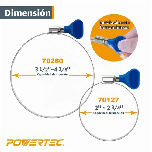 Vista 3 de POWERTEC 70338 Reductor de cono de manguera de 4 pulgadas a 2-1/2 pulgadas con juego de abrazadera de llave