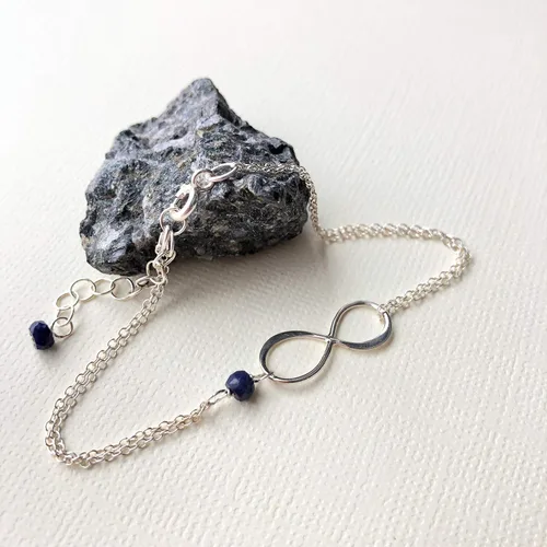 Vista 132 de Pulsera con dije de infinito con piedra natal, joyería hecha a mano, regalo para ella