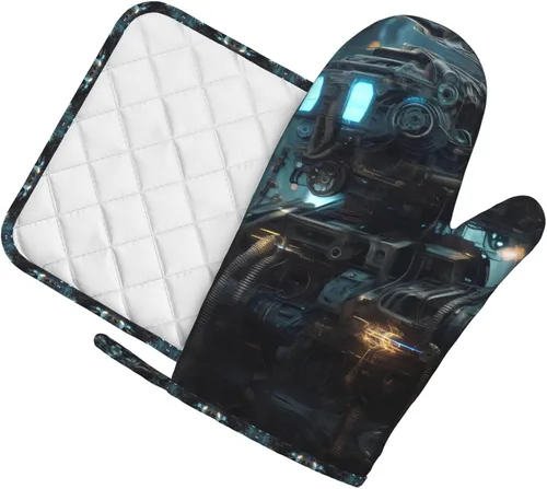 Vista 2 de Future Robot Printed oven gloves + heat insulation pads for barbecue, baking and cooking