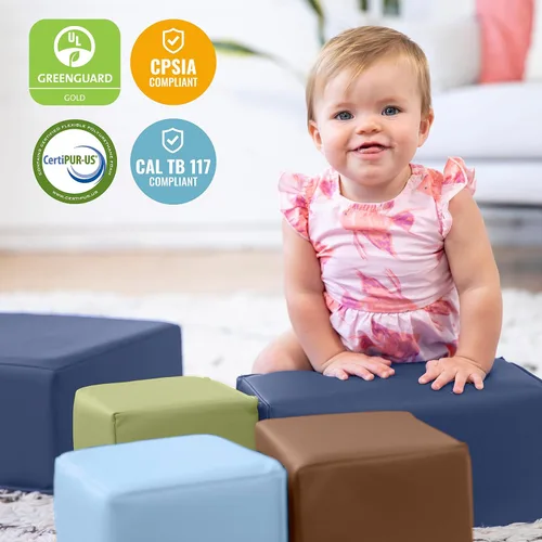 Vista 5 de ECR4Kids SoftZone - Juego de bloques de construcción para niños pequeños, 7 Espuma suave, cubierta de poliuretano, espuma certificada GREENGUARD