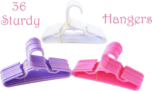 Vista 2 de MBD - Paquete de 36 perchas resistentes para ropa de muñeca de 18 pulgadas, colgador de ropa de muñeca de 18 pulgadas