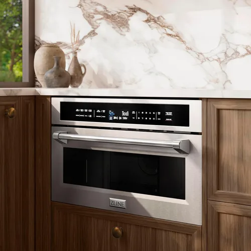 Vista 2 de ZLINE Horno microondas de convección integrado de acero inoxidable de 30 pulgadas de ancho, 1.6 pies cúbicos con velocidad y sensor de cocción