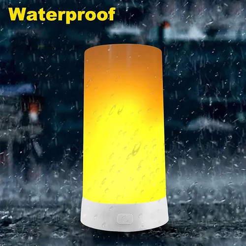 Vista 5 de 4 luces LED con efecto de llama, recargable por USB, 4 modos de luz parpadeante con temporizador remoto, efecto de detección de gravedad, base