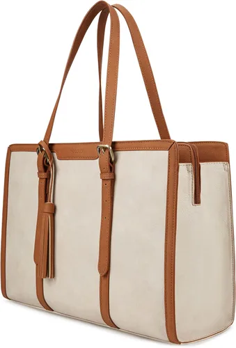 Vista 9 de ECOSUSI Bolsa para Laptop para Mujeres 15.6 Pulgadas Bolsas de Trabajo Tipo Tote Cuero PU Bolso de Computadora para Oficina de Negocios con 3