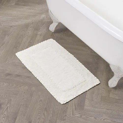 Vista 17 de Laura Ashley Ruffle tapete para baño de algodón de 17 x 24 pulgadas