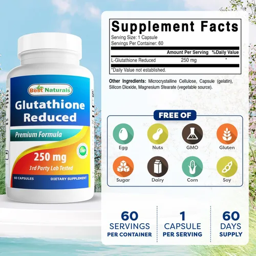 Vista 2 de Best Naturals L-Glutatión 250 mg 60 Cápsulas
