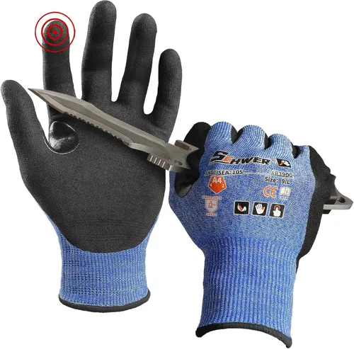 Vista 7 de Schwer A4 AIR-SKIN - Guantes de trabajo resistentes a los cortes con extremadamente ligeros y delgados, guantes de agarre para pesca, trabajo