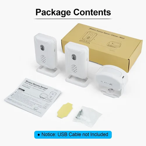 Vista 9 de GREENCYCLE Timbre con sensor de puerta, alarma con detector de movimiento, timbres de puerta comerciales para entrada de negocios, alerta