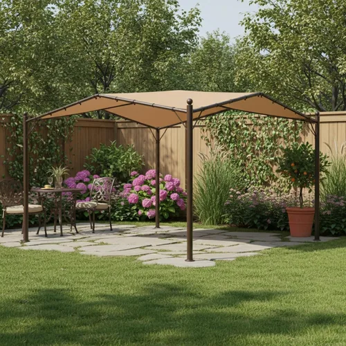 Vista 2 de Garden Winds Cubierta superior de repuesto RipLock 500 reforzada resistente compatible con Butterfly Pavillion de 13 x 13 pies modelo TPGAZ2005 Beige