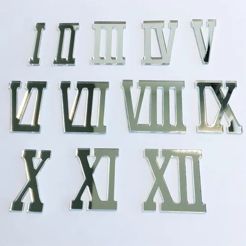 Vista 8 de Phocaea Juego de 12 piezas de números acrílicos con espejo romano para bricolaje un reloj de pared (negro)