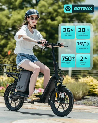 Vista 2 de Gotrax 12"/14"/16" Electric Scooter with Seat for Adults&Teens, Max 25Miles Negro