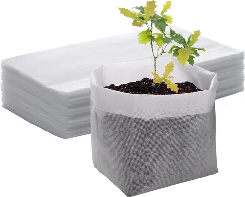 Vista 11 de GREANER 200 bolsas de vivero de plantas, 3.5 x 4.7 pulgadas, bolsas de cultivo de plantas de tela biodegradable no tejida, macetas de plantas