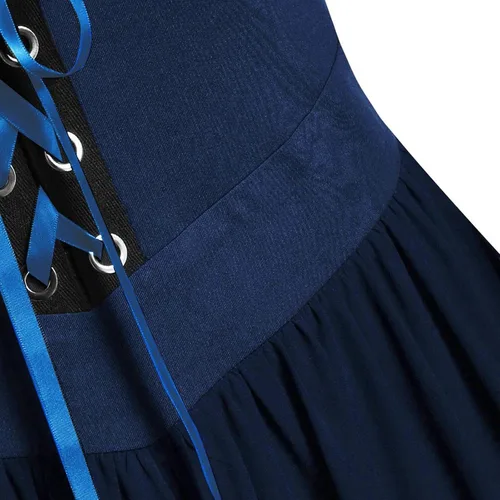Vista 5 de Vestido gótico para mujer, vestidos de hombros descubiertos de Halloween, talla grande, vestido de manga acampanada, vestido medieval sexy