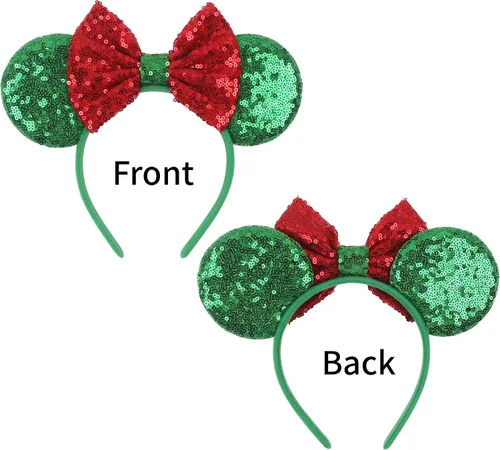 Vista 5 de Diadema de Navidad, orejas de ratón, decoraciones navideñas, sombreros de Navidad