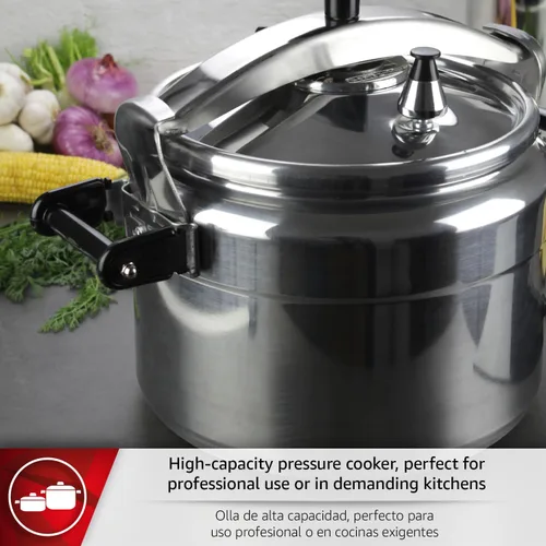 Vista 3 de MAGEFESA Chef - Olla a presión de aluminio de 16 cuartos de galón, tapa de acero inoxidable, base de termodifusión, 3 sistemas de seguridad, cocción