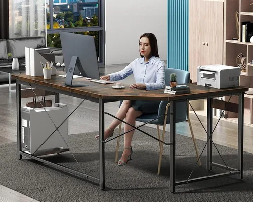 Vista 5 de Coleshome Escritorio para juegos más grande en forma de L de 66 pulgadas, escritorio de computadora esquinero, mesa de computadora resistente