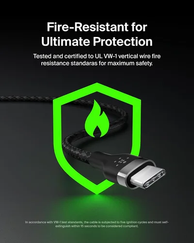 Vista 8 de Belkin BoostCharge Pro Flex Cable trenzado USB-C a USB-A (1M/3.3FT) Certificado USB-IF, cable de carga rápida para iPhone 17, iPhone 17 Pro, iPad