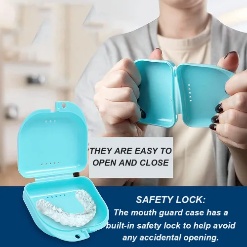 Vista 3 de AKOAK 2 fundas de almacenamiento de protección oral, funda de almacenamiento de dentaduras postizas, con orificio de ventilación, adecuada