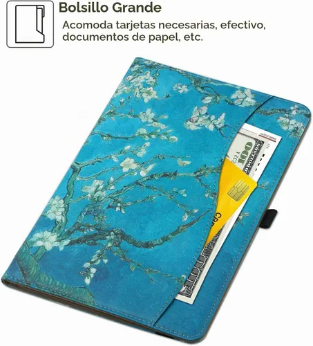 Vista 5 de HGWALP Funda universal para tablet de 9, 9.7, 10.1, 10.2, 10.5, 10.9 y 11 pulgadas, funda para tablet con múltiples ángeles de visión con correa