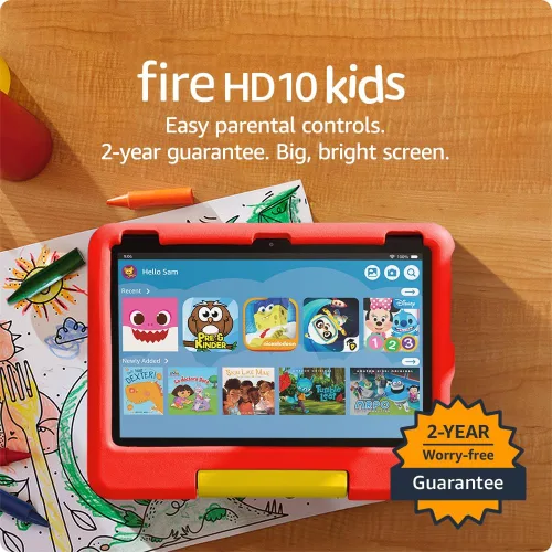 Vista 8 de Tablet Amazon Fire HD 10 Kids para niños de 3 a 7 años Controles parentales, 2 años de garantía sin preocupaciones, contenido adecuado para la Azul