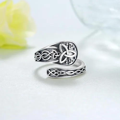 Vista 2 de Anillos de cuchara para mujer, plata de ley 925, anillos de cuchara, anillos de pulgar vintage, regalos de joyería para mujeres y hombres
