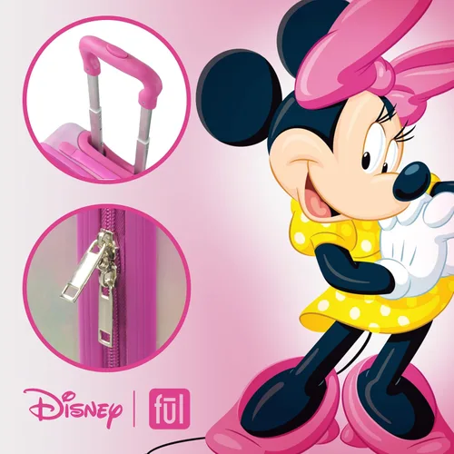 Vista 7 de FUL Disney Minnie Mouse - Equipaje rodante para niños de 21 pulgadas maleta rígida con ruedas color rosa Rosado Disney Minnie Mouse - Maleta de mano