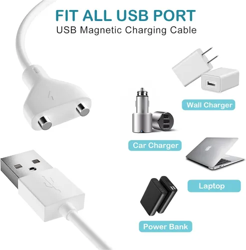 Vista 6 de Cable de carga magnético USB CC de 2,7 pies de repuesto para juguetes recargables, masajeadores, cepillo de dientes eléctrico (5 mm)