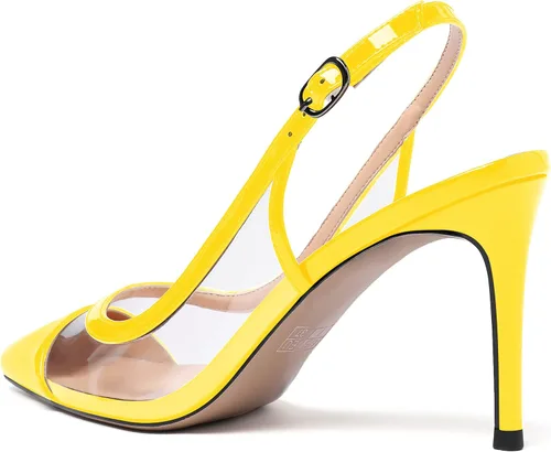 Vista 7 de WAYDERNS Zapatos de tacón alto de tacón alto con hebilla sólida de PVC para mujer