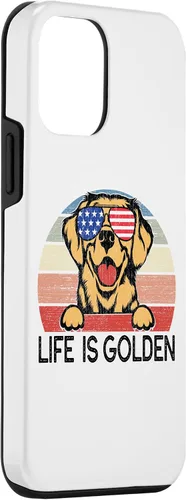 Vista 3 de Carcasa dorada para iPhone 12 mini Golden Retriever Dogs Life is Golden