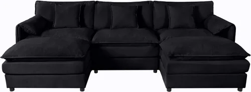 Vista 9 de Modular Sectional Sofa, Oversized Deep Seat U Shaped Couch Set for Living Room, 3 Seater Comfy Cloud Couches with 2 Movable Ottomans, DIY