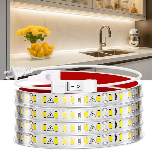 Vista 10 de maylit Tira de Iluminación LED para Debajo del Gabinete con Enchufe de 48 pulgadas, Barra de Luz LED Pequeña Ultra Brillante, 2700K Blanco Cálido