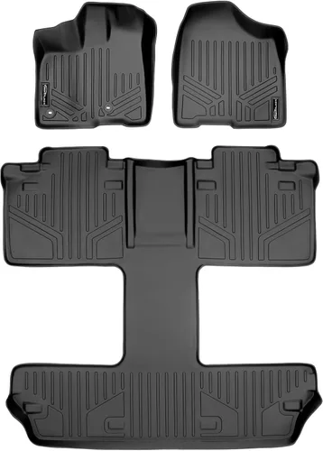 Vista 15 de MAXLINER - Juego de tapetes de piso de ajuste personalizado de 3 filas para Toyota Sienna 2011-2012