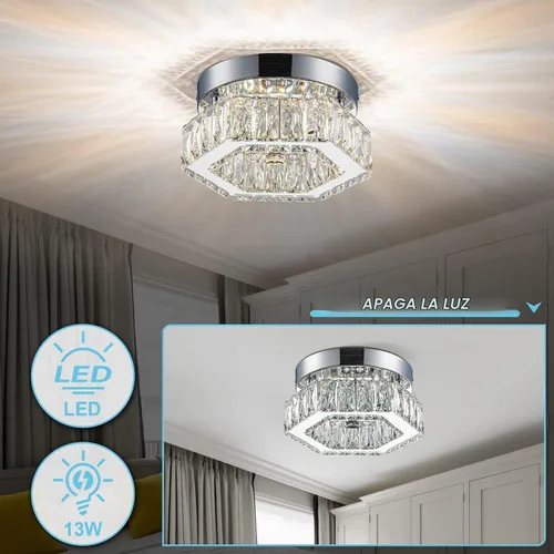 Vista 5 de Mini Candelabros LED con Cristales, Luz de Pasillo, Candelabro de Dormitorio, Luminarias para Baño Cocina Oficina