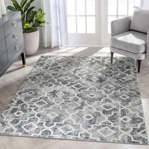 Vista 26 de Moynesa Alfombra marroquí lavable de 2 x 3 pulgadas, pequeña, azul, para cocina, baño, suave, antideslizante, de pelo bajo, moderna, geométrica